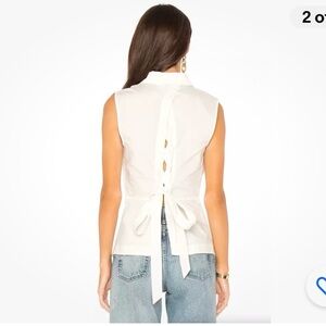 Derek Lam 10 Crosby Button Down Tank Top Lace Up Tie Back Cotton White size 8